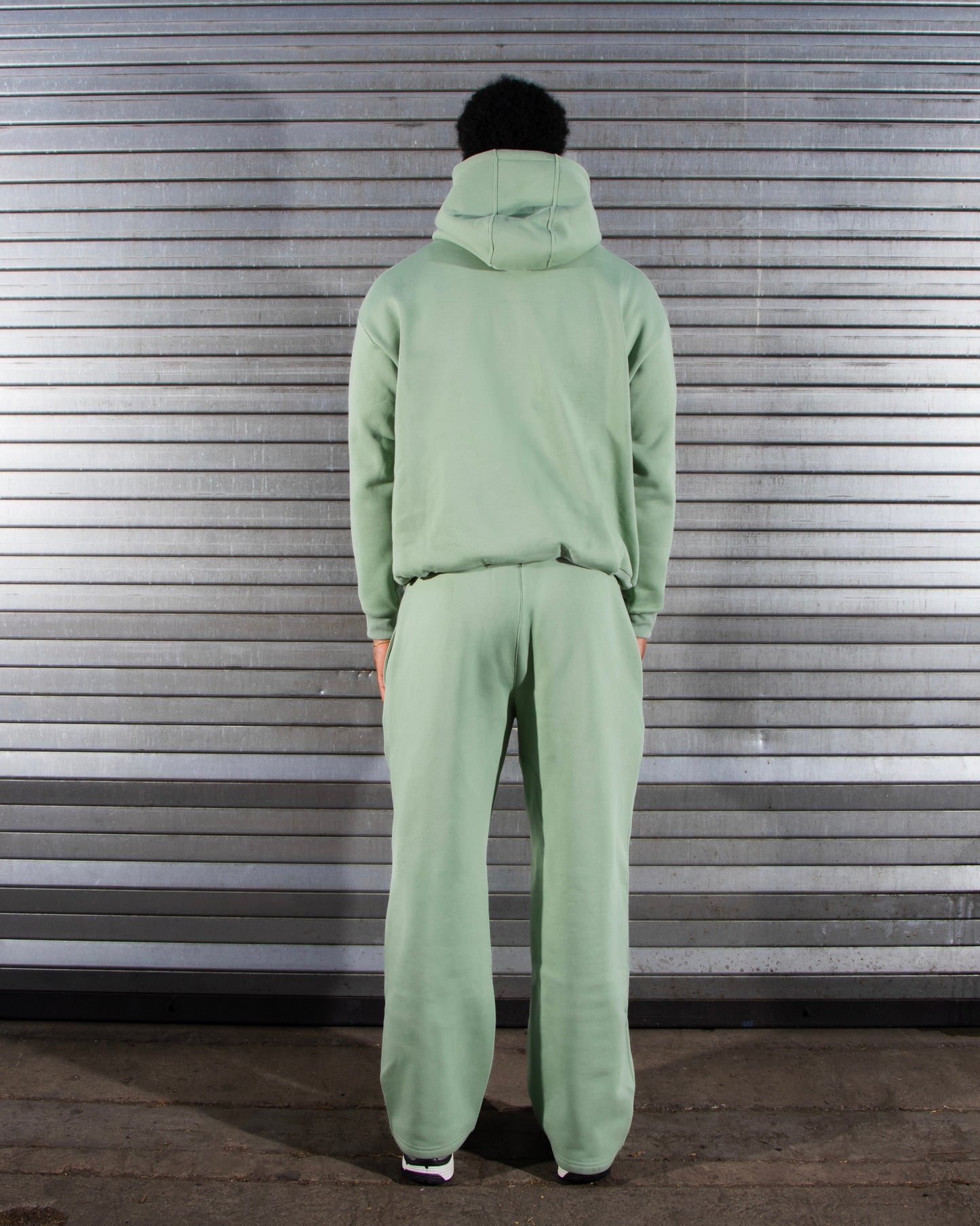 Oversized Cotton Blend Hoodie and Jogger Tracksuit Set Light Green
