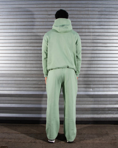 Oversized Cotton Blend Hoodie and Jogger Tracksuit Set Light Green