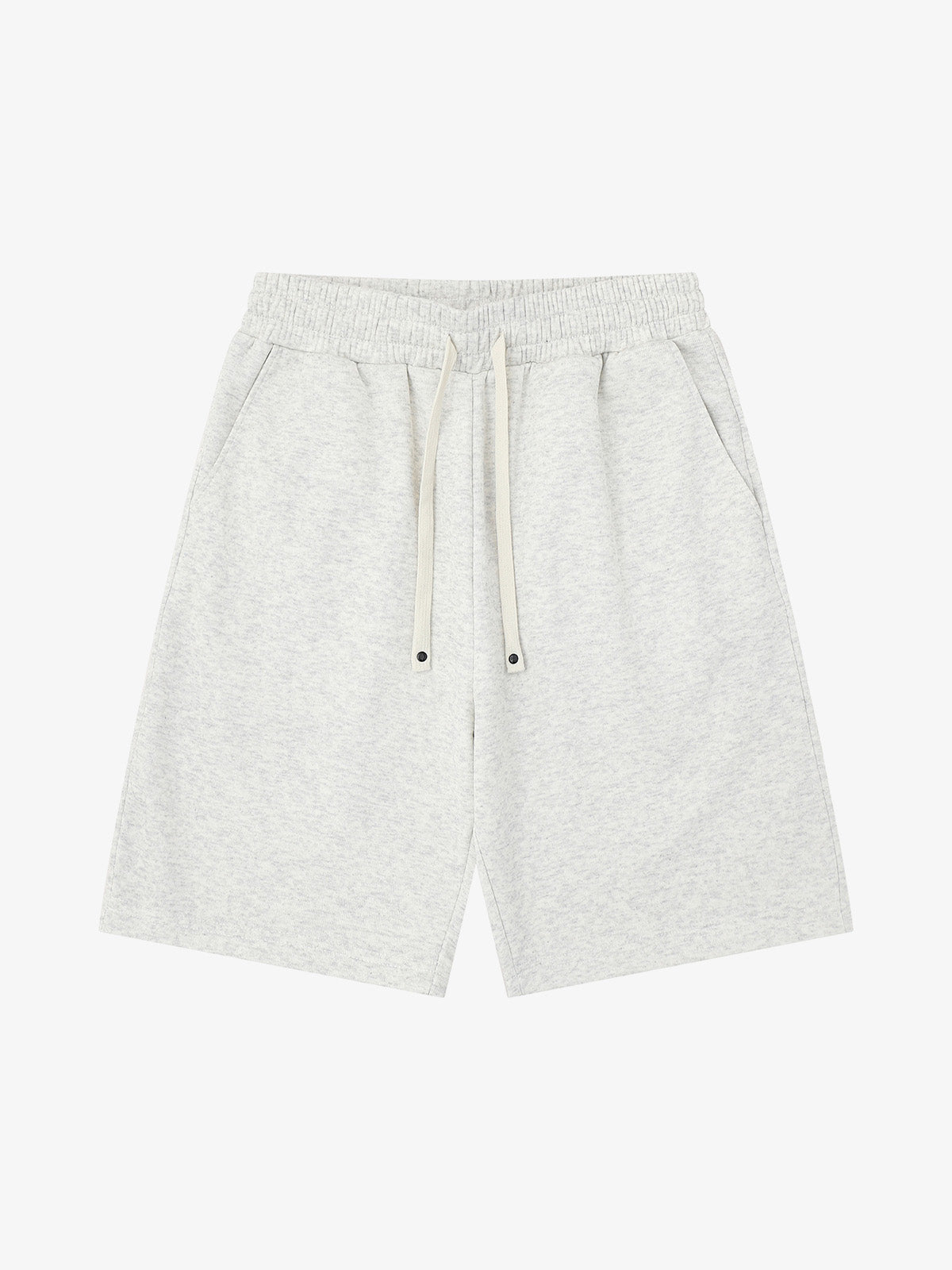 Side view of men's graphic sweat shorts with relaxed fit