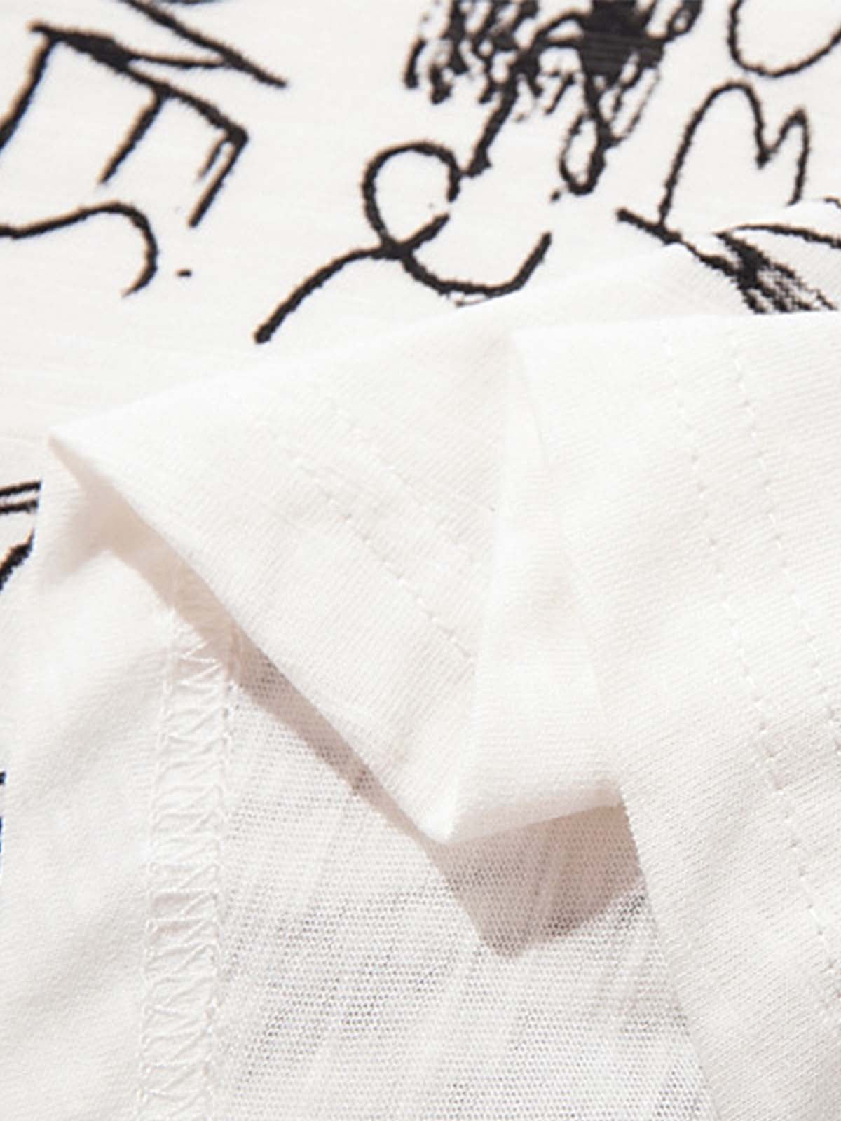 Revelse™  Abstract Cotton Oversized Graphic T-Shirt White