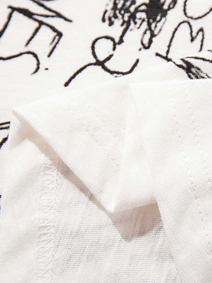 Revelse™  Abstract Cotton Oversized Graphic T-Shirt White