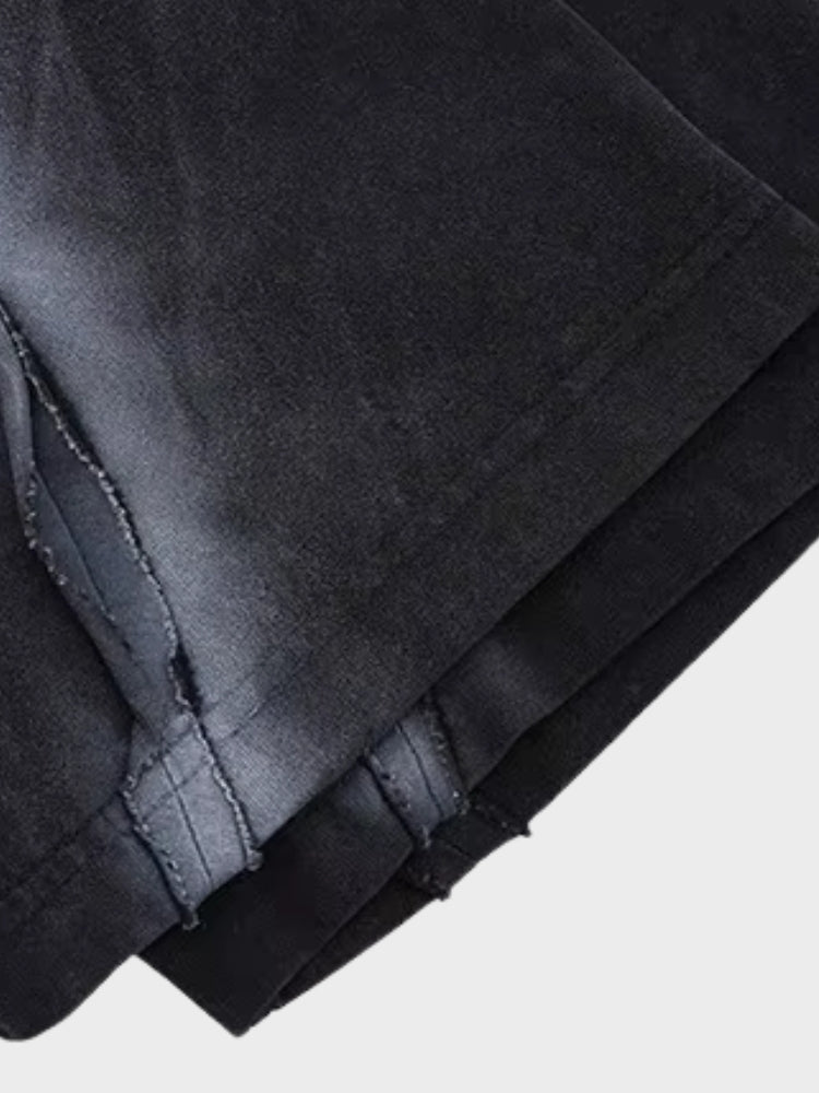 Oversized Cotton Knit Short-Sleeve T-Shirt Black