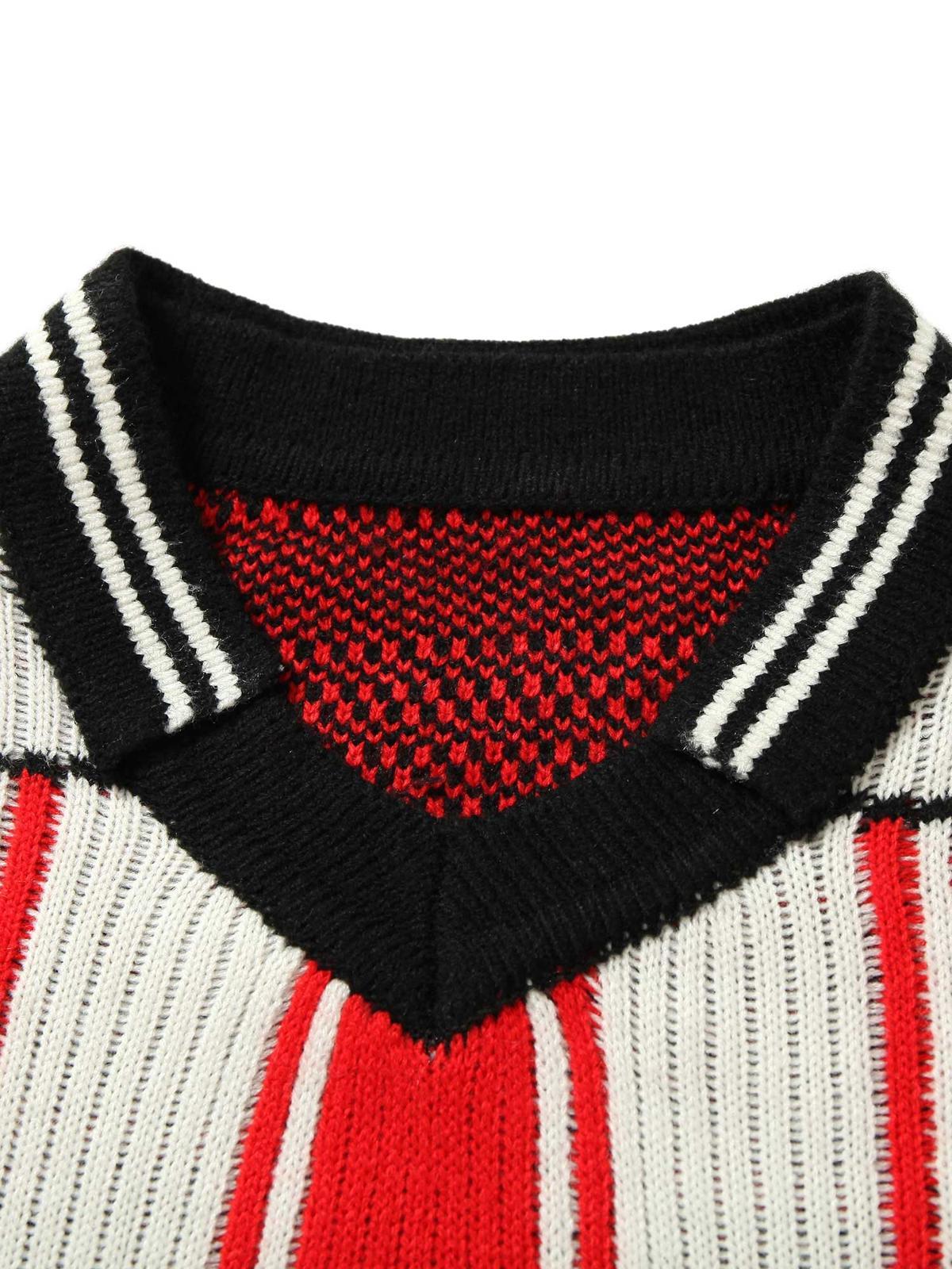 Revelse™ Vintage Striped Baseball Knit Sweater Red