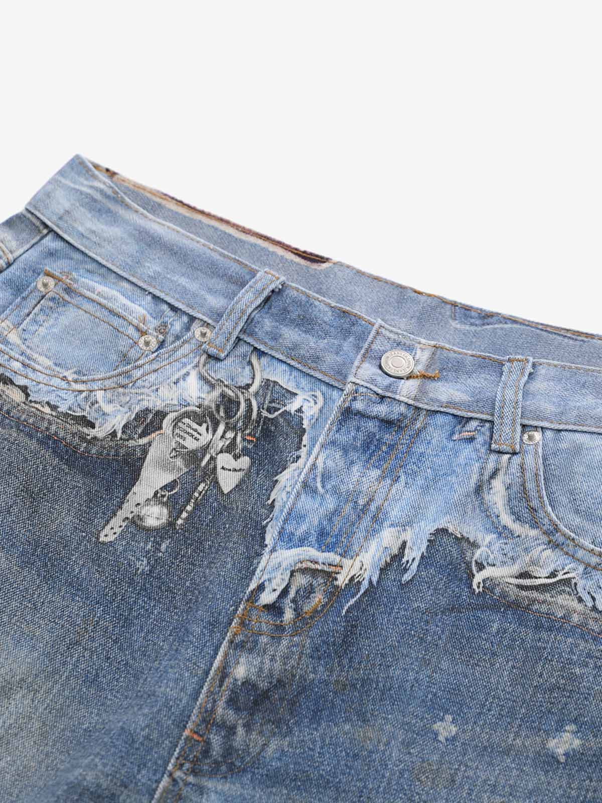 Revelse™  Deconstructed Distressed Denim Shorts Blue