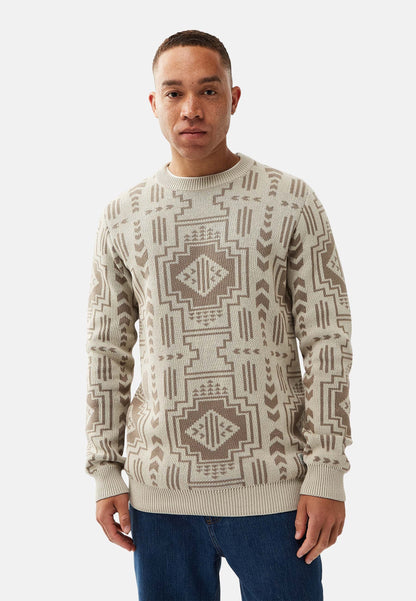 Organic Cotton Knit Crew Neck Sweater Stone Grey