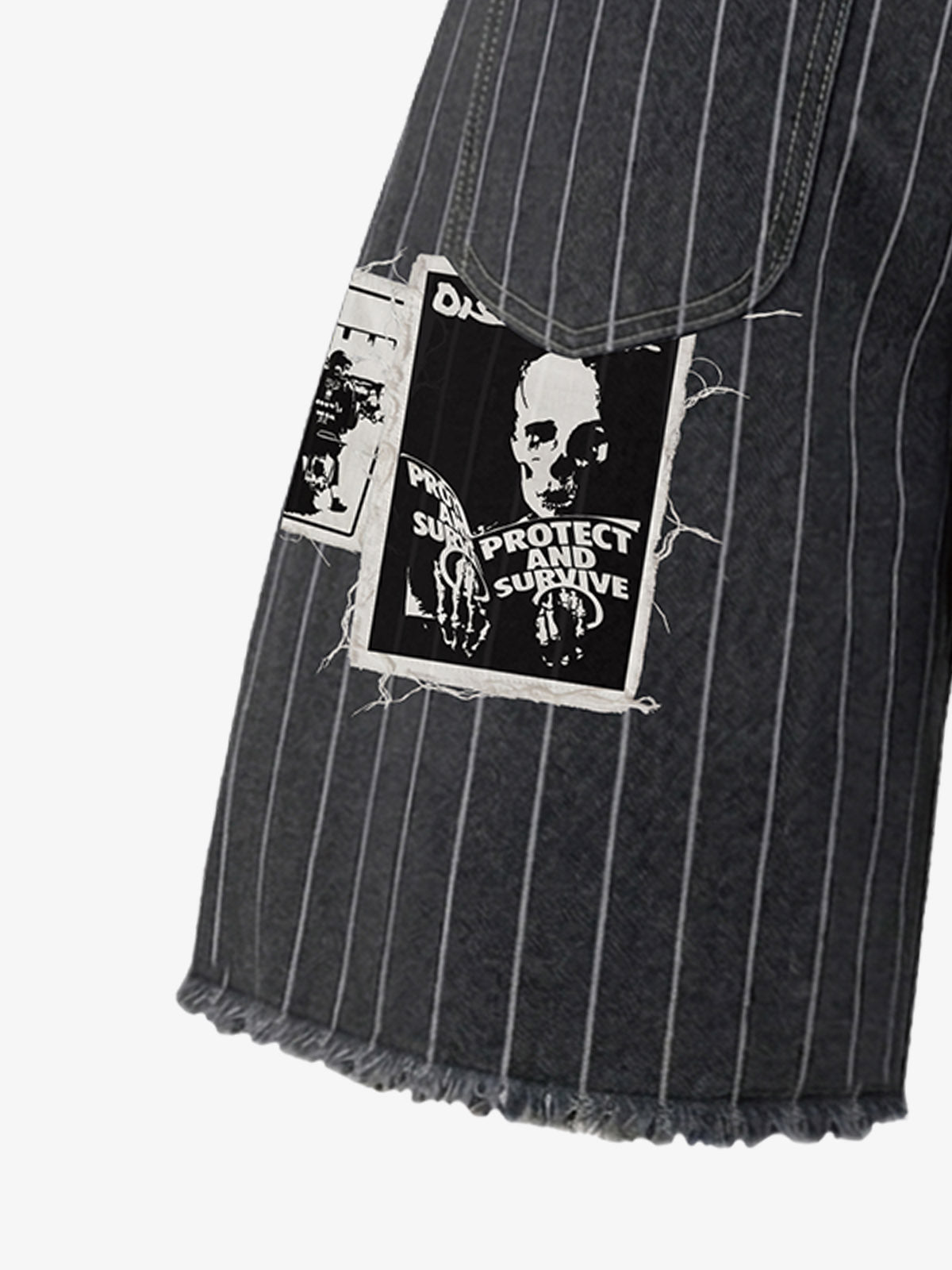 Vintage Pinstripe Patchwork Baggy Denim Set