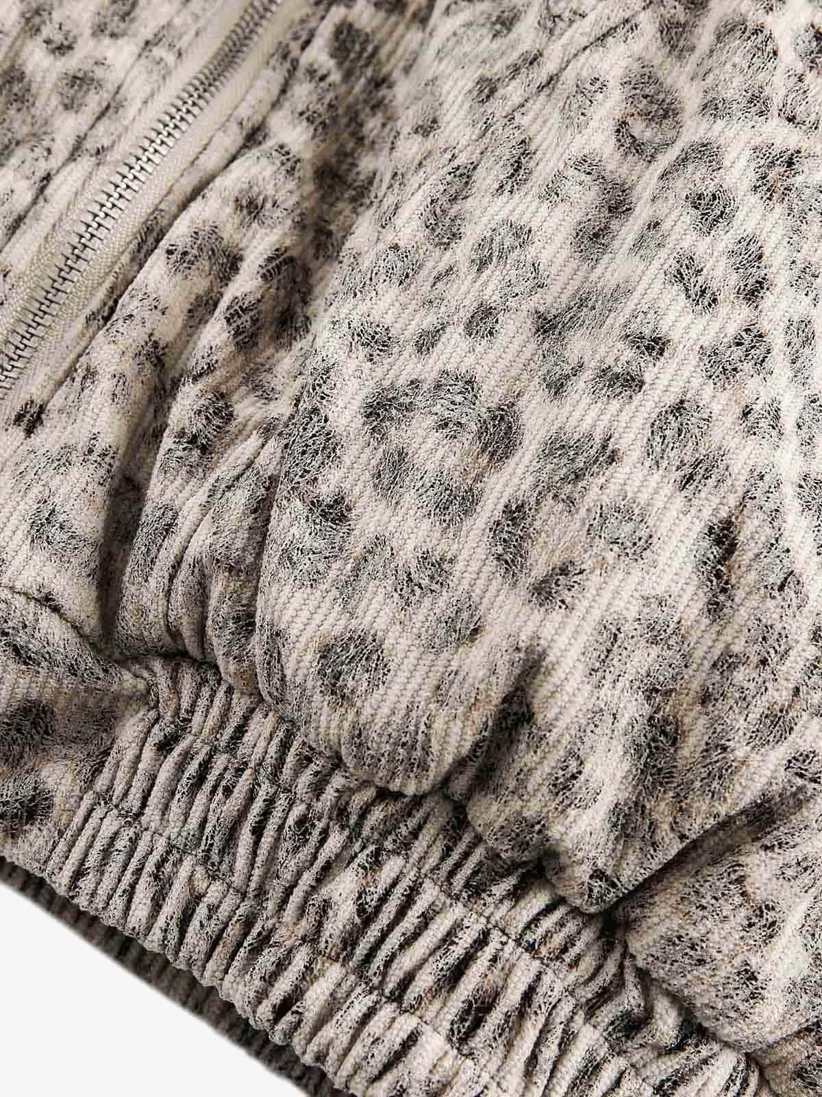 Cheetah Print Hooded Jacket with Faux Mink Fur Trim