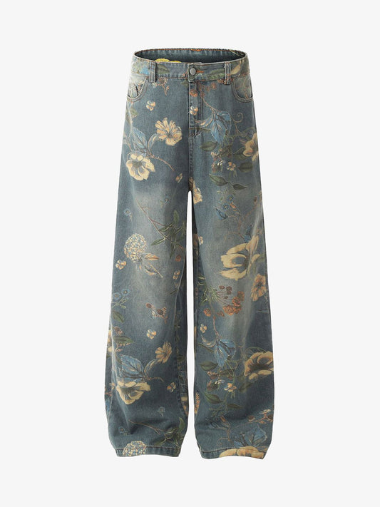 Revelse™ Floral Print Denim Carpenter Jeans