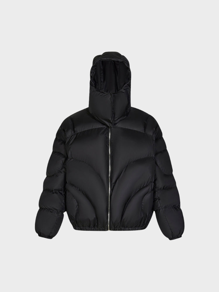 Puffer Jacket Quilted Stand Collar With Removable Hood