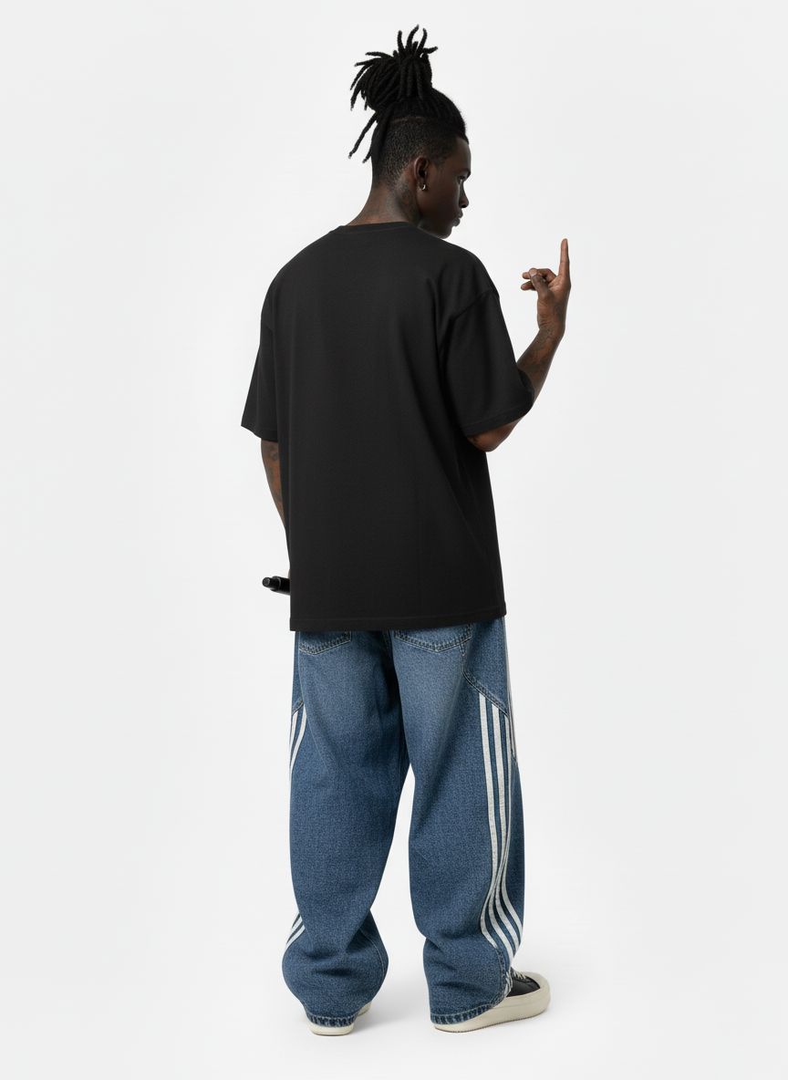 Contrast Stitching Barrel Leg Denim Jeans