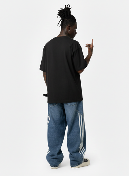 Contrast Stitching Barrel Leg Denim Jeans