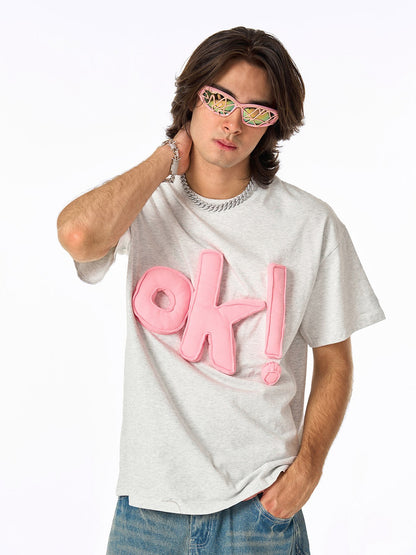Revelse™ Graphic OK! Slogan Cotton T-Shirt