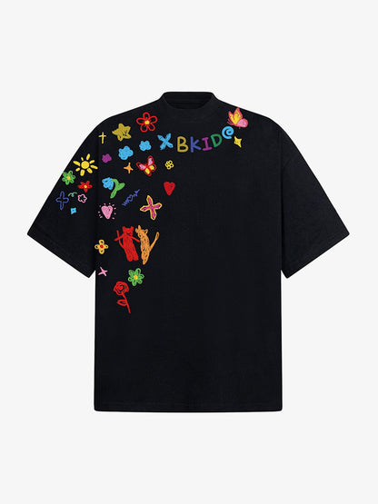 Retro Hand-Painted Graffiti Art T-Shirt