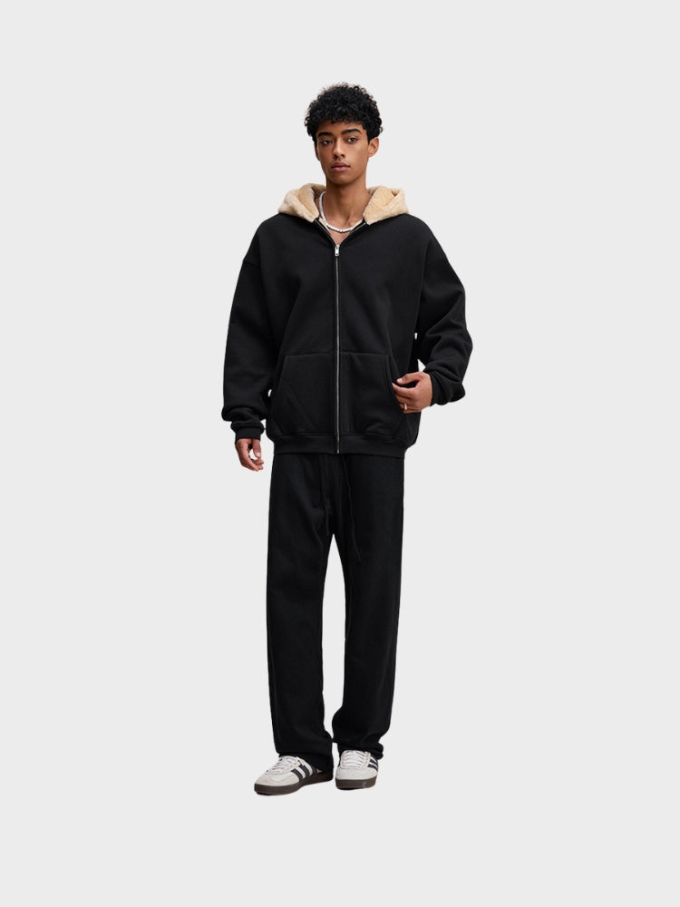 Full-Zip Fleece Hoodie Loose Fit