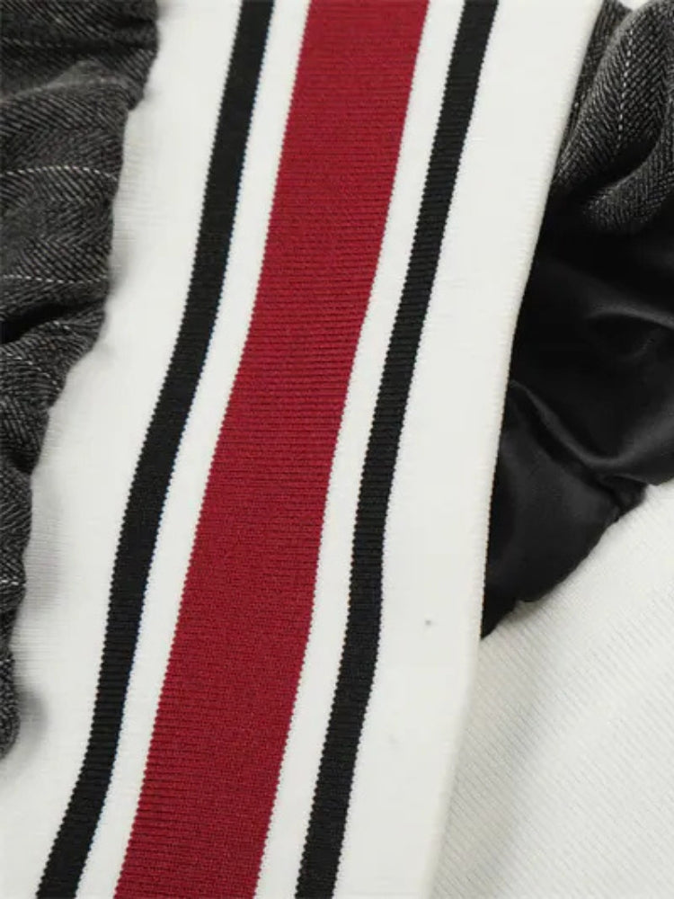 Striped Polyester Tracksuit Set Dark Grey