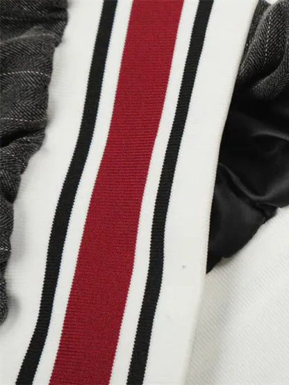 Striped Polyester Tracksuit Set Dark Grey