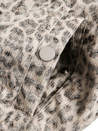 Cheetah Print Hooded Jacket with Faux Mink Fur Trim