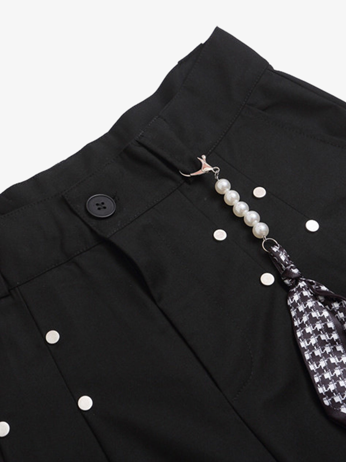 Revelse™  Pleated Wide-Leg Baggy Shorts With Pendant Decoration