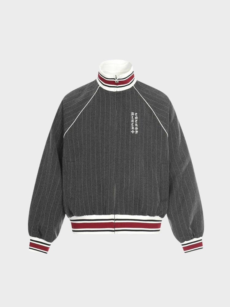 Striped Polyester Tracksuit Set Dark Grey