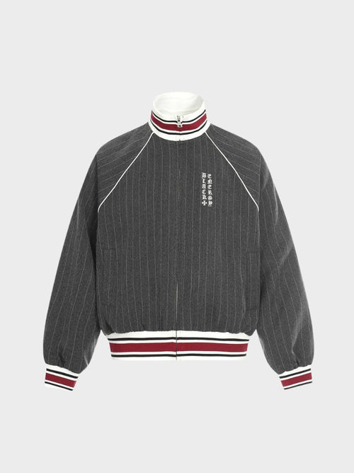 Revelse™ Striped Polyester Tracksuit Set Dark Grey