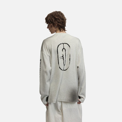 Revelse™ Distressed Graphic Long Sleeve Tee Heather Grey
