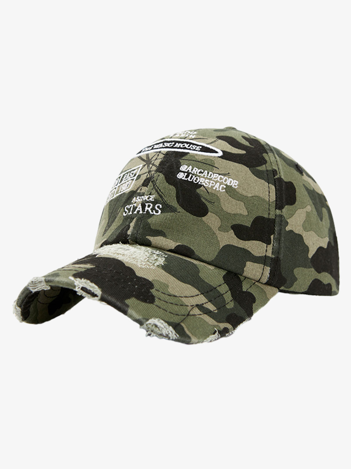 Distressed Embroidered Baseball Cap With Washed Finish