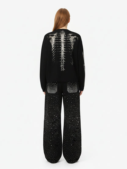 Skeleton Graphic Waffle Knit Sweatshirt