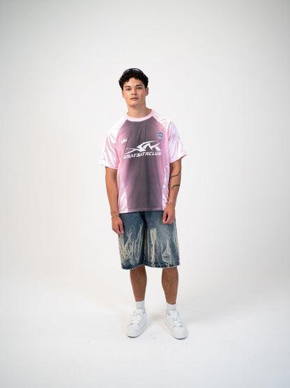 Distressed Football Mesh T-Shirt Cotton Blend