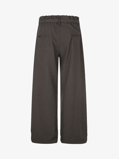 Side view of wide-leg printed trousers