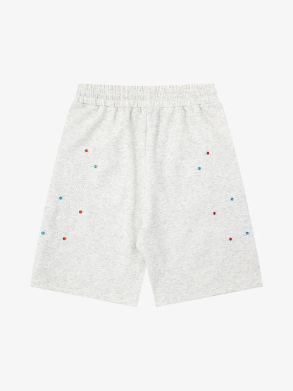 Revelse™  Rhinestone Graphic Jersey Knit Shorts