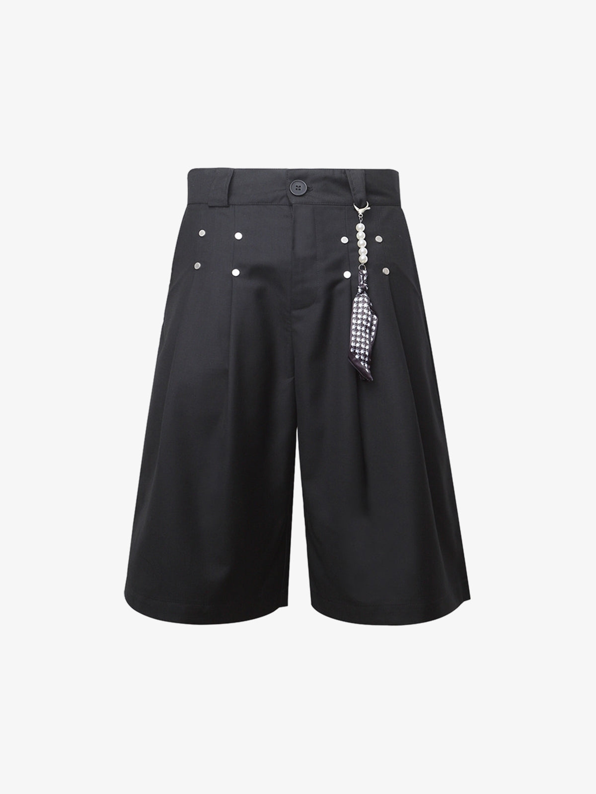 Revelse™  Pleated Wide-Leg Baggy Shorts With Pendant Decoration
