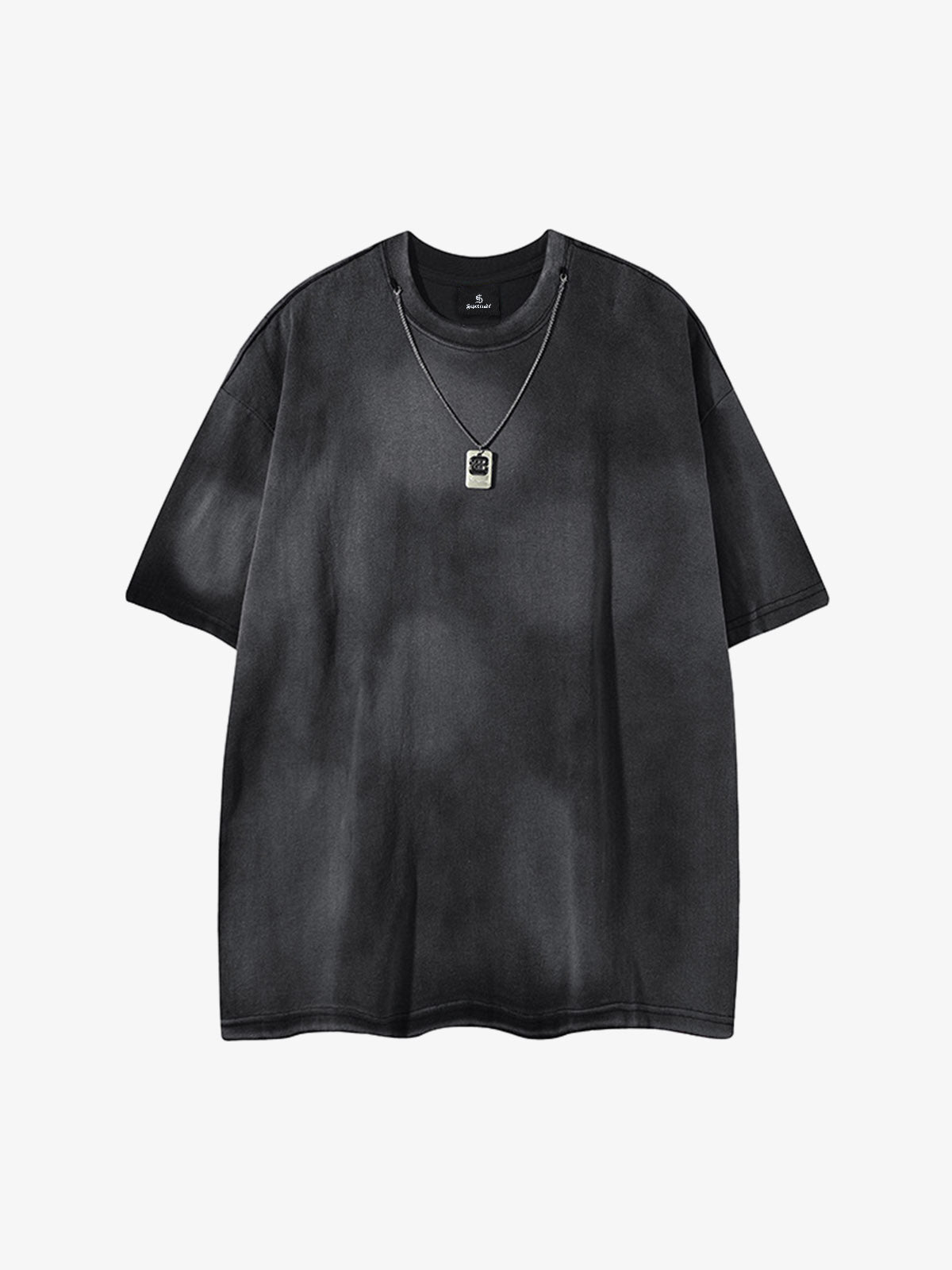 Close-up of washed cotton fabric on the oversized gradient T-shirt