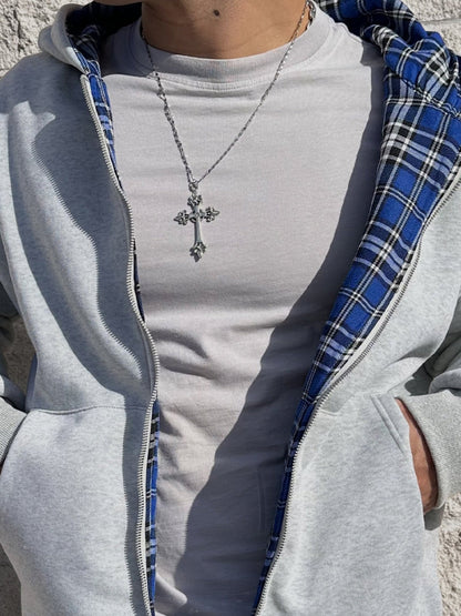 Checkered hooded hoodie styled for casual everyday wear