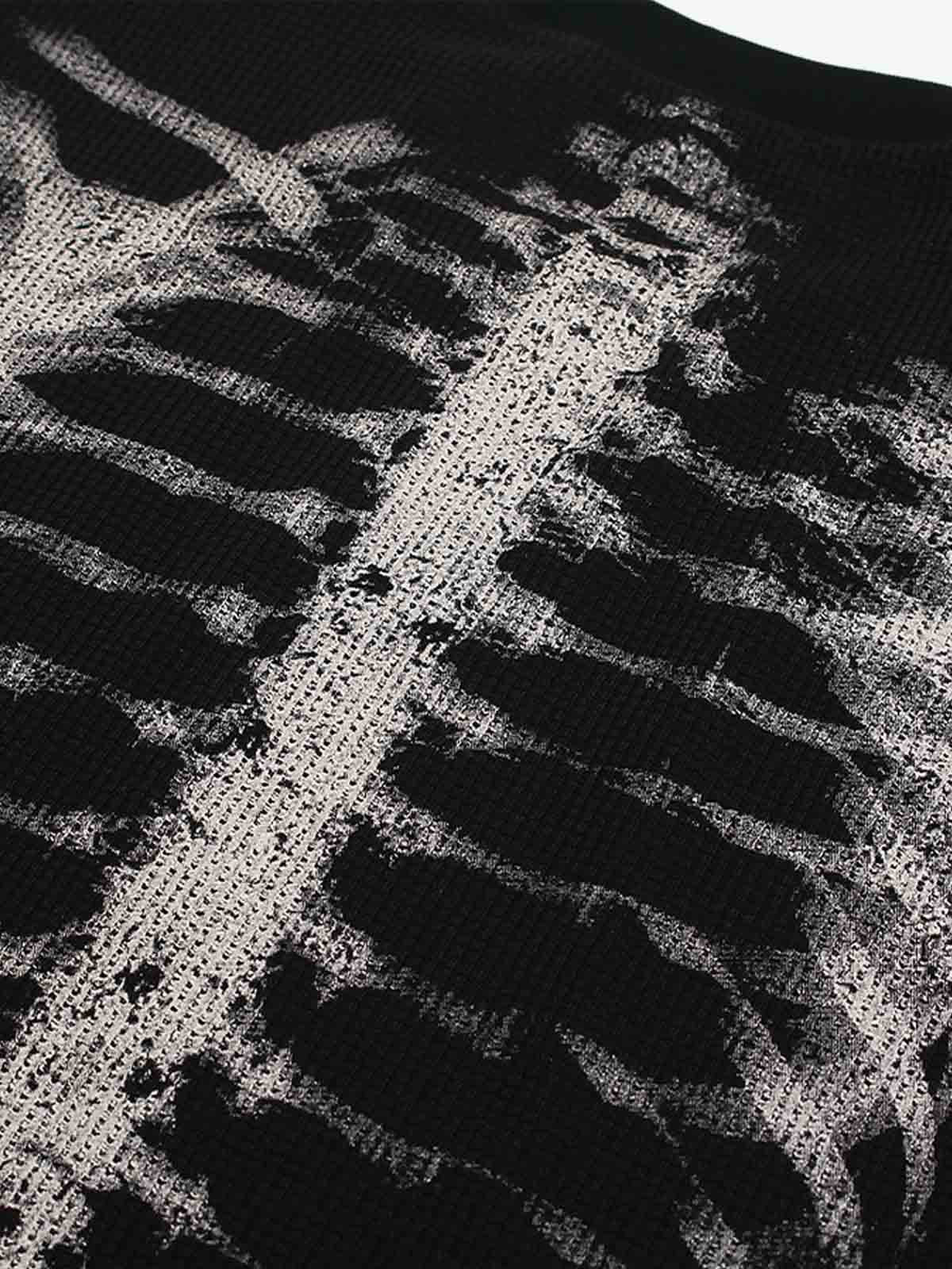 Skeleton Graphic Waffle Knit Sweatshirt