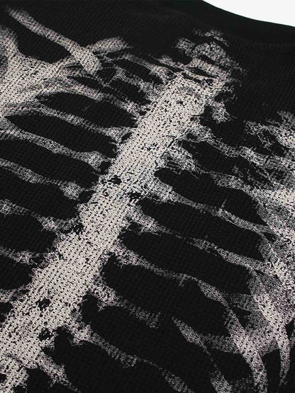 Skeleton Graphic Waffle Knit Sweatshirt