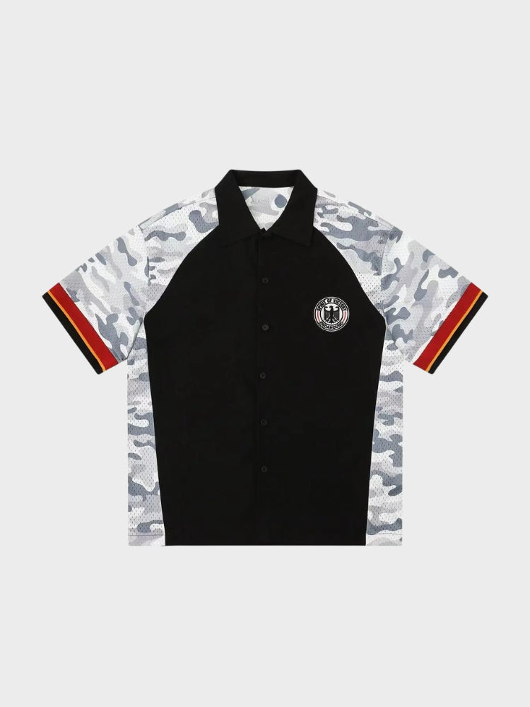 Revelse™ Cotton Blend Camo Panel Football Mesh Tee