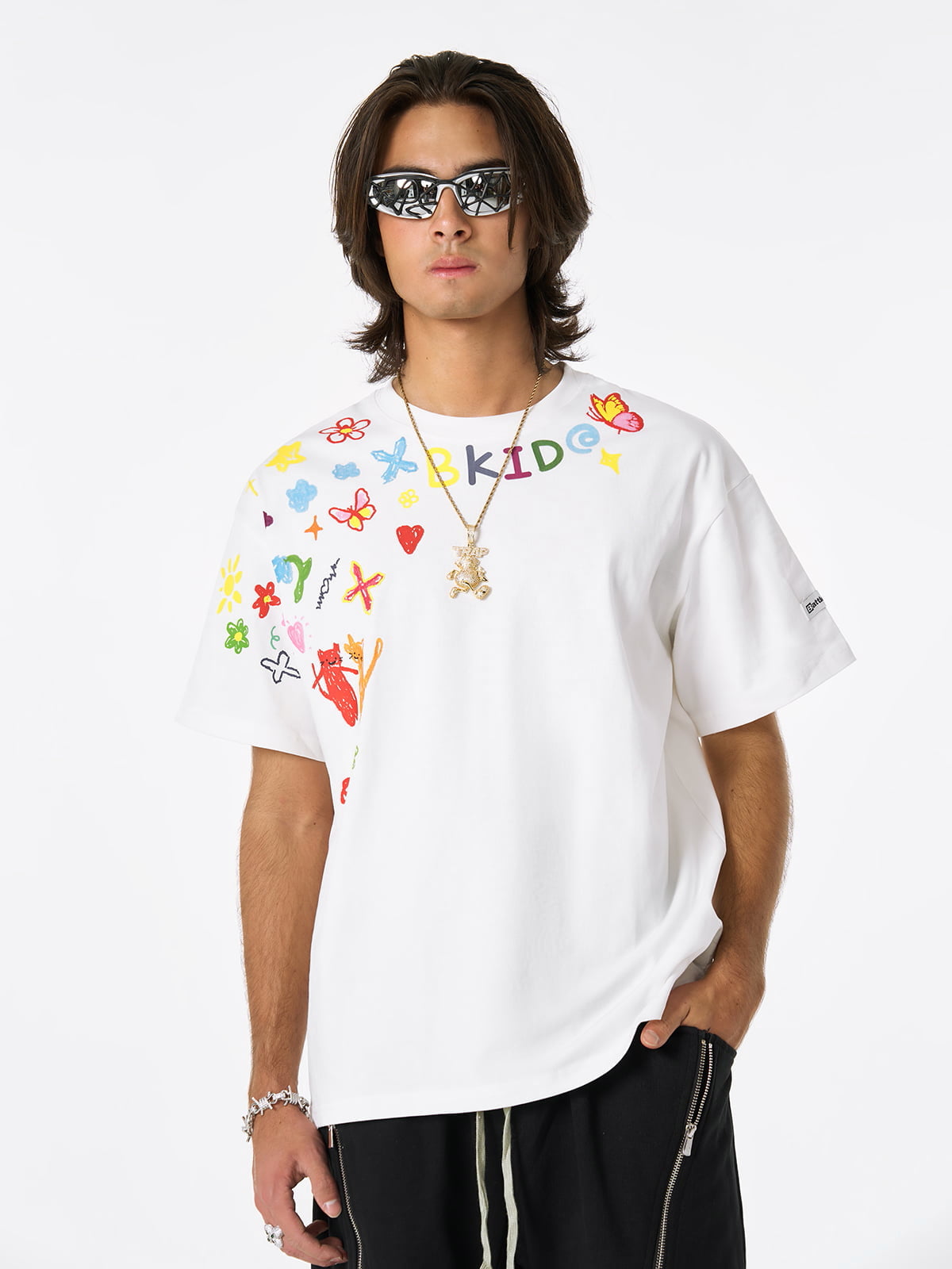 Retro Hand-Painted Graffiti Art T-Shirt