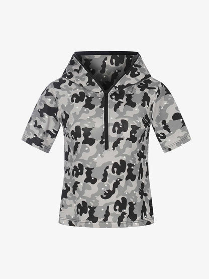Camo Half Zip Hooded Mid Sleeve T-Shirt for Men