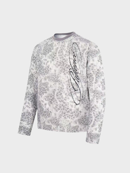Long-sleeve leopard print top showing its neckline and shoulders
