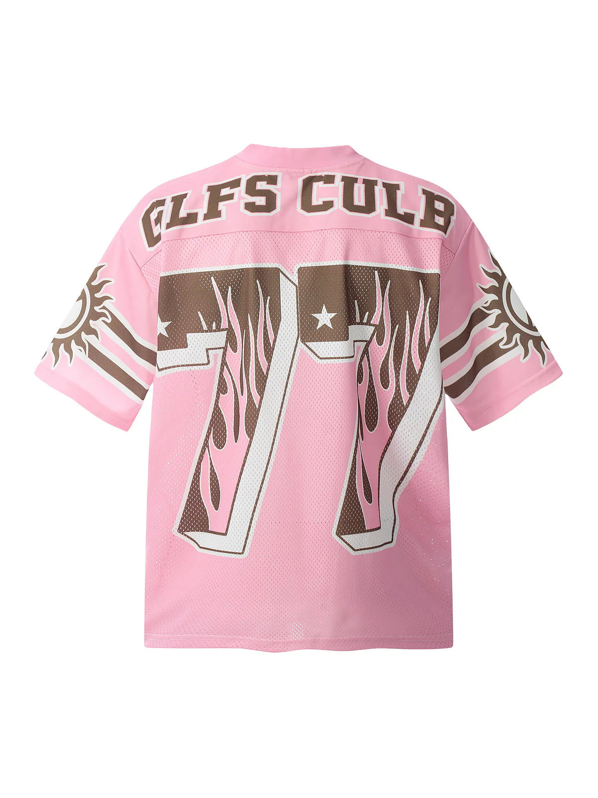 Flame Print Mesh Pink Jersey Top