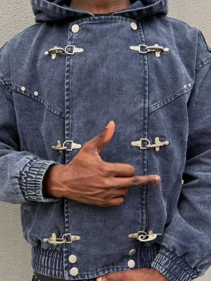 Cotton Denim Toggle Jacket
