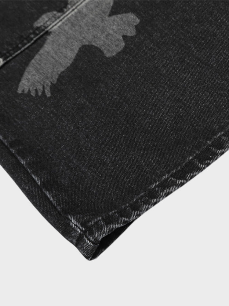 Wide-Leg Loose Fit Baggy Denim Jeans Black