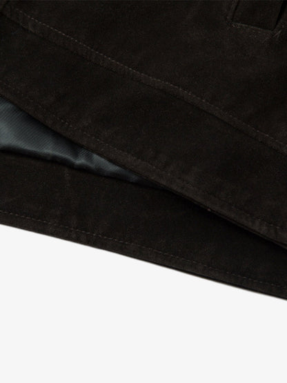 Retro Suede Bomber Jacket with Metal Button Lapel