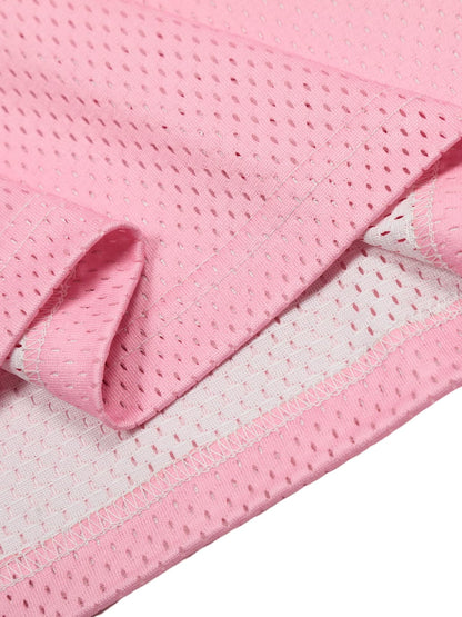Flame Print Mesh Pink Jersey Top