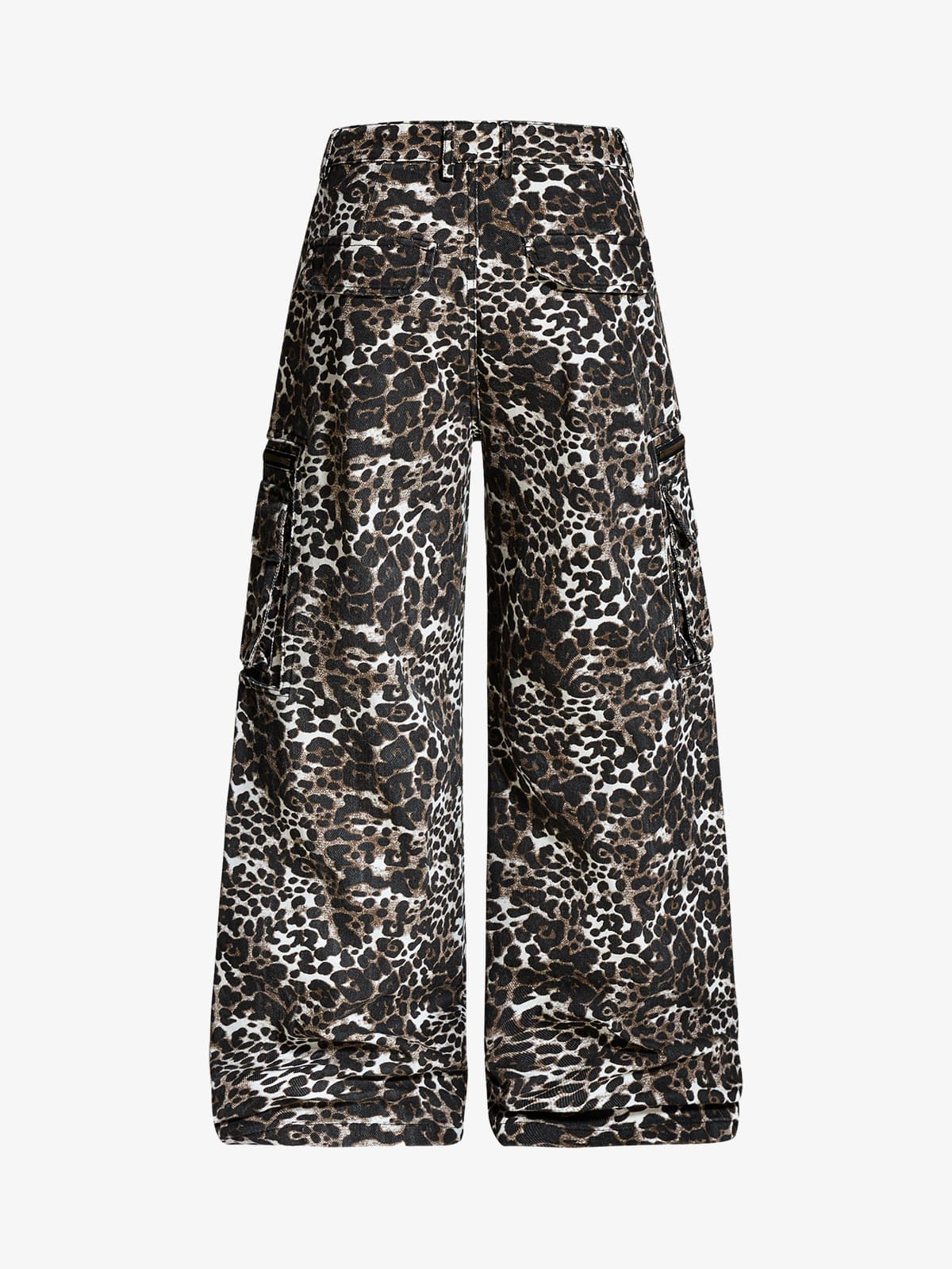 Leopard Print Wide Leg Cargo Pants