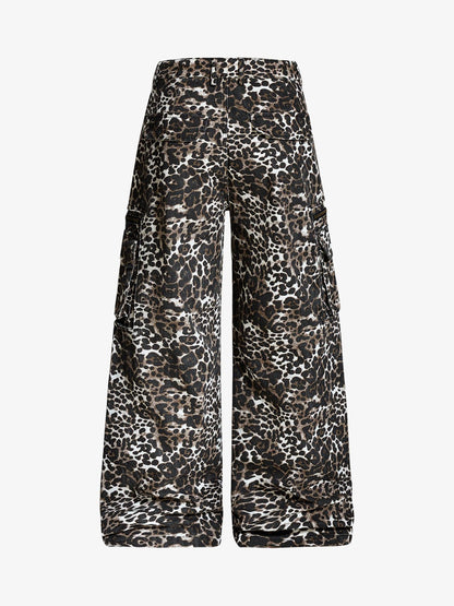 Leopard Print Wide Leg Cargo Pants