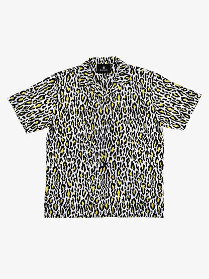 Revelse™  Faux Fur Leopard Print Boxy Shirt Green