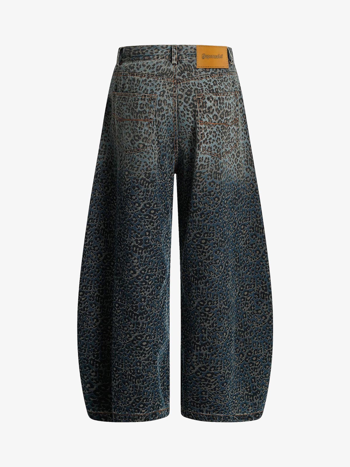 Leopard Print Denim Barrel Jeans