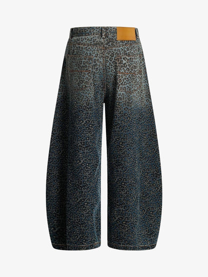 Revelse™ Leopard Print Denim Barrel Jeans