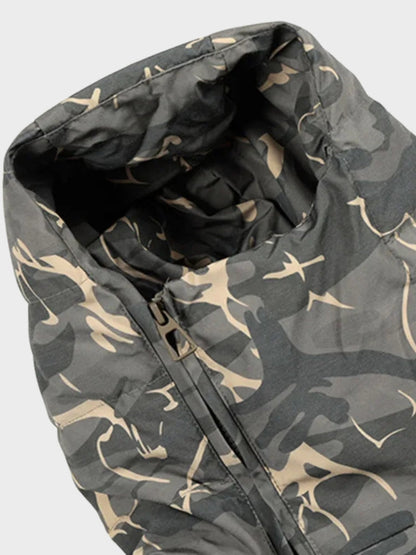 Camouflage Insulated Quilted Jacket With Side Zipper